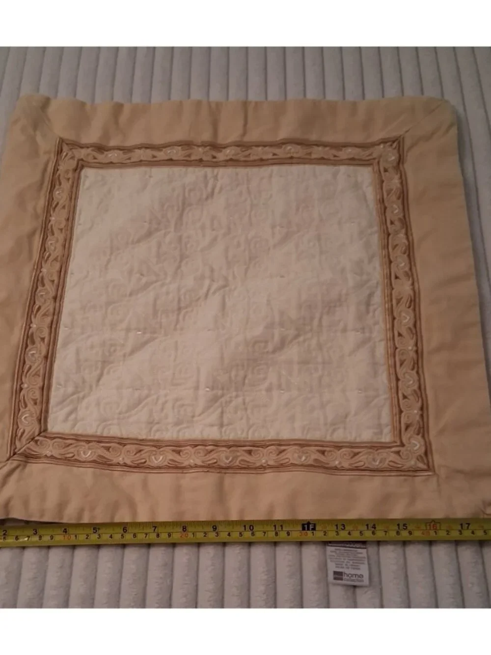 Chris Madden JCPenney Pillow Shams Set 3 Beige Embroidered 31x31 & 18x18